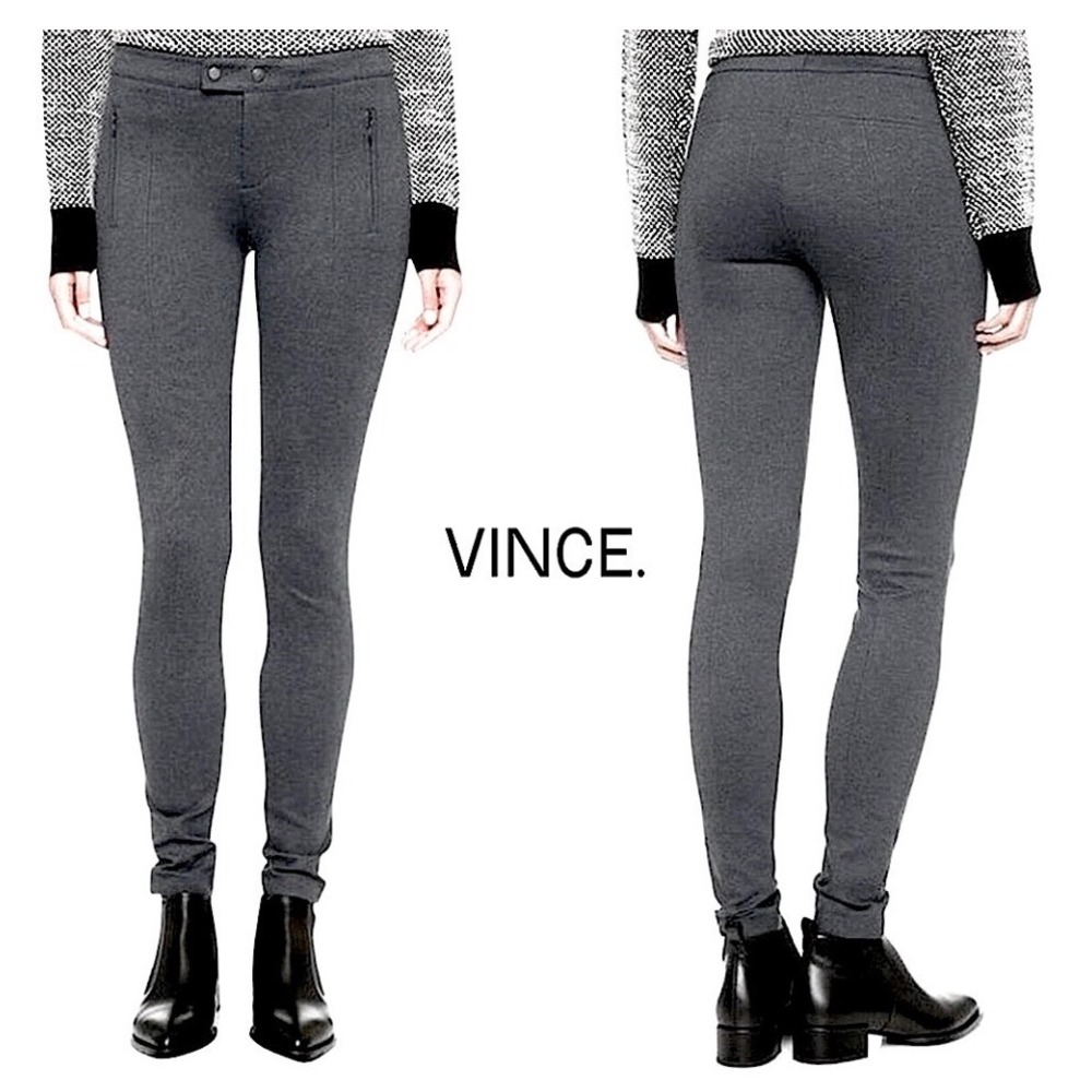 Vince Womens Gray Stretch Ponte Knit Ski Style Zipper Pocket‎ Pants Size 4